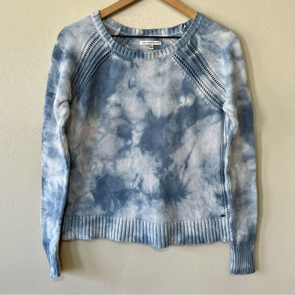 American Eagle Blue Tie-Dye Tight Knit Sweater - Size: Small - Picture 1 of 6
